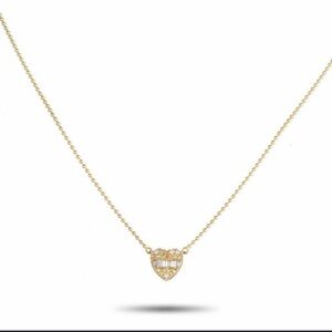 Elegant 14K Yellow Gold .20CT Diamond Heart Necklace